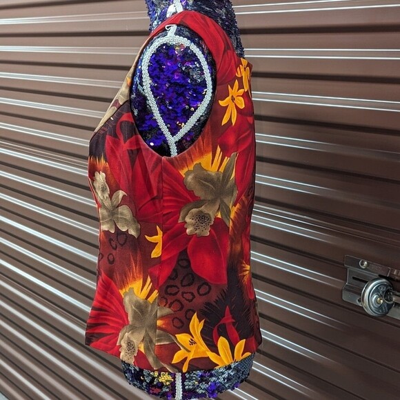 Dress barn Size 10 Multicolor Sleeveless Blouse & Cropped Pants Set - Picture 2 of 6